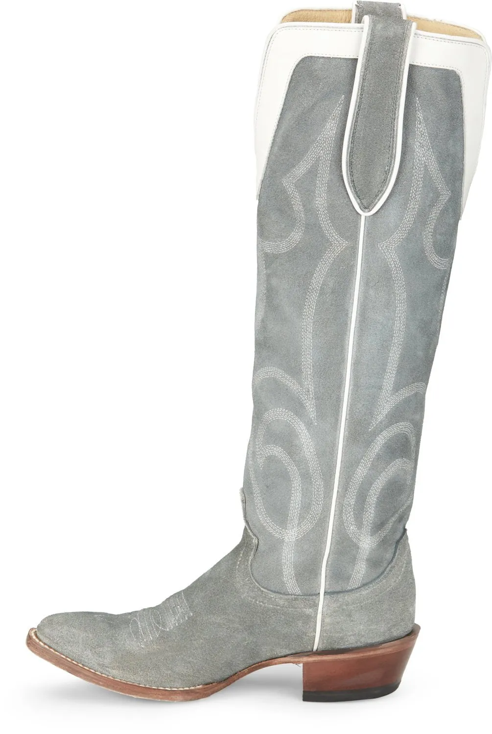 Justin Womens Verlie Dusty Blue Leather Cowboy Boots